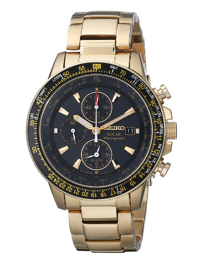 8折!seiko 精工太阳能三眼腕表